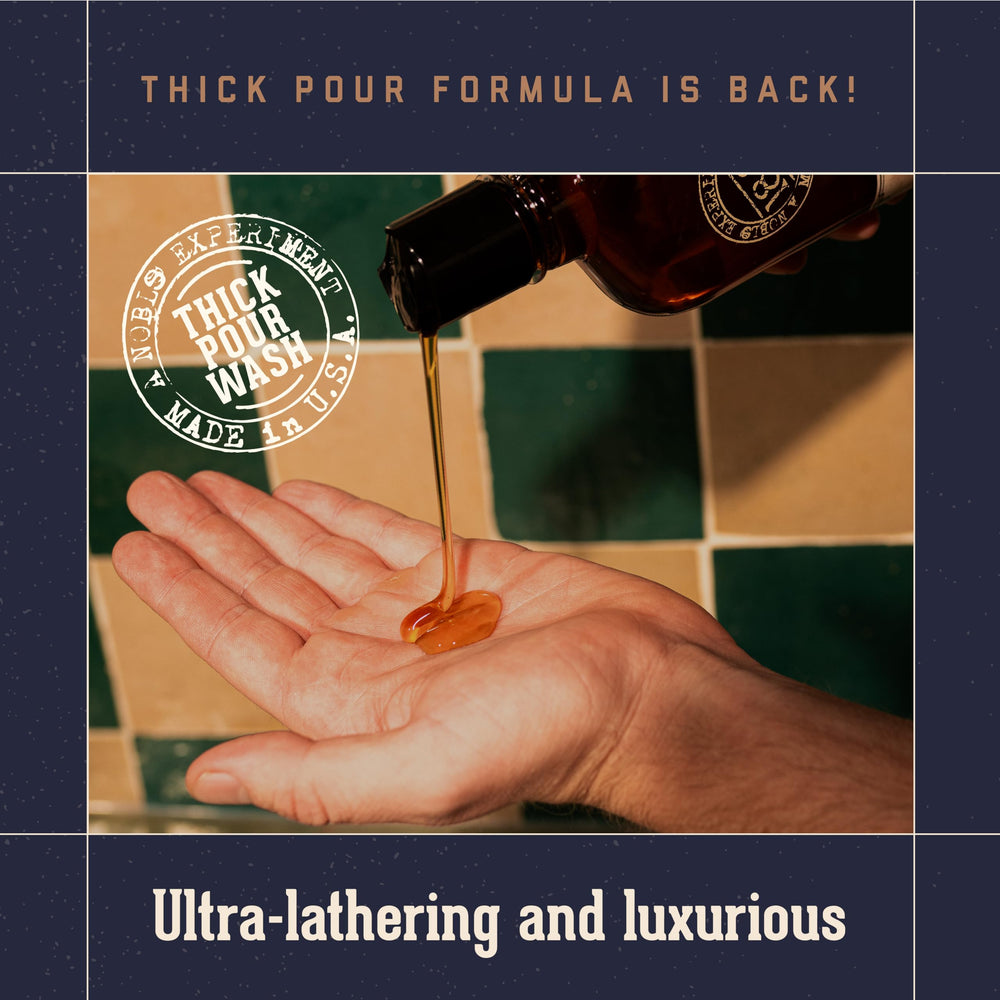18.21 Man Made close-up of label detailing Absolute Mahogany scent and product features for clarity