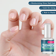 Generic 3 Days Nail Care beside manicure tools, conveying compatibility with polish routines and convenience benefit