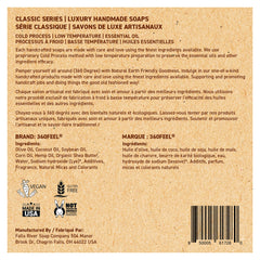 360Feel bay rum soap label closeup showing ingredient clarity and handcrafted quality