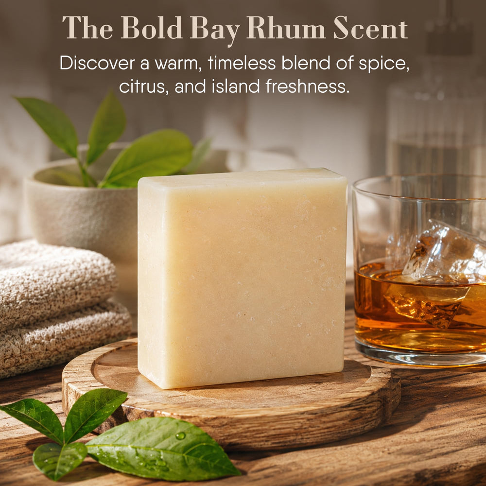 360Feel bay rum soap lather on hands demonstrating rich cleansing foam