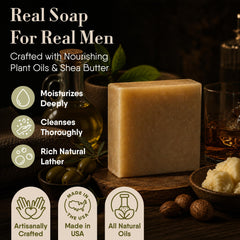 360Feel bay rum soap close-up texture highlighting creamy moisturizing lather