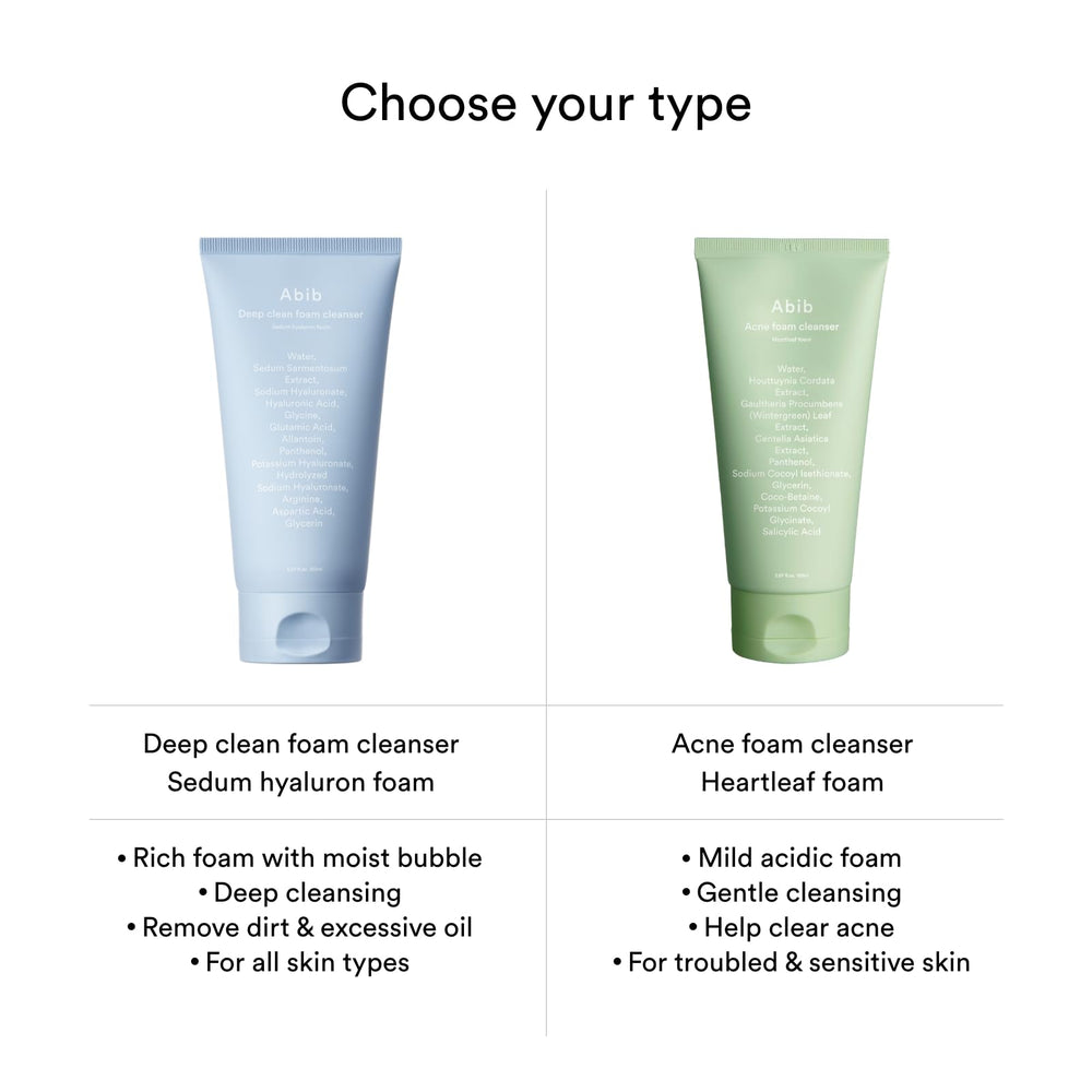 Abib foam cleanser staged on bathroom shelf for daily routine