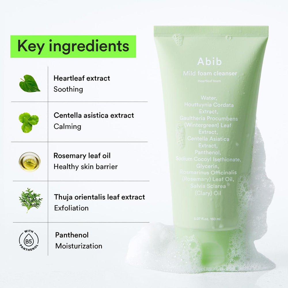 Abib Heartleaf Foam dispensing foam into hand demonstrating easy application benefit