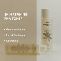 Abib label close-up highlighting ingredients and clarity benefits for skin