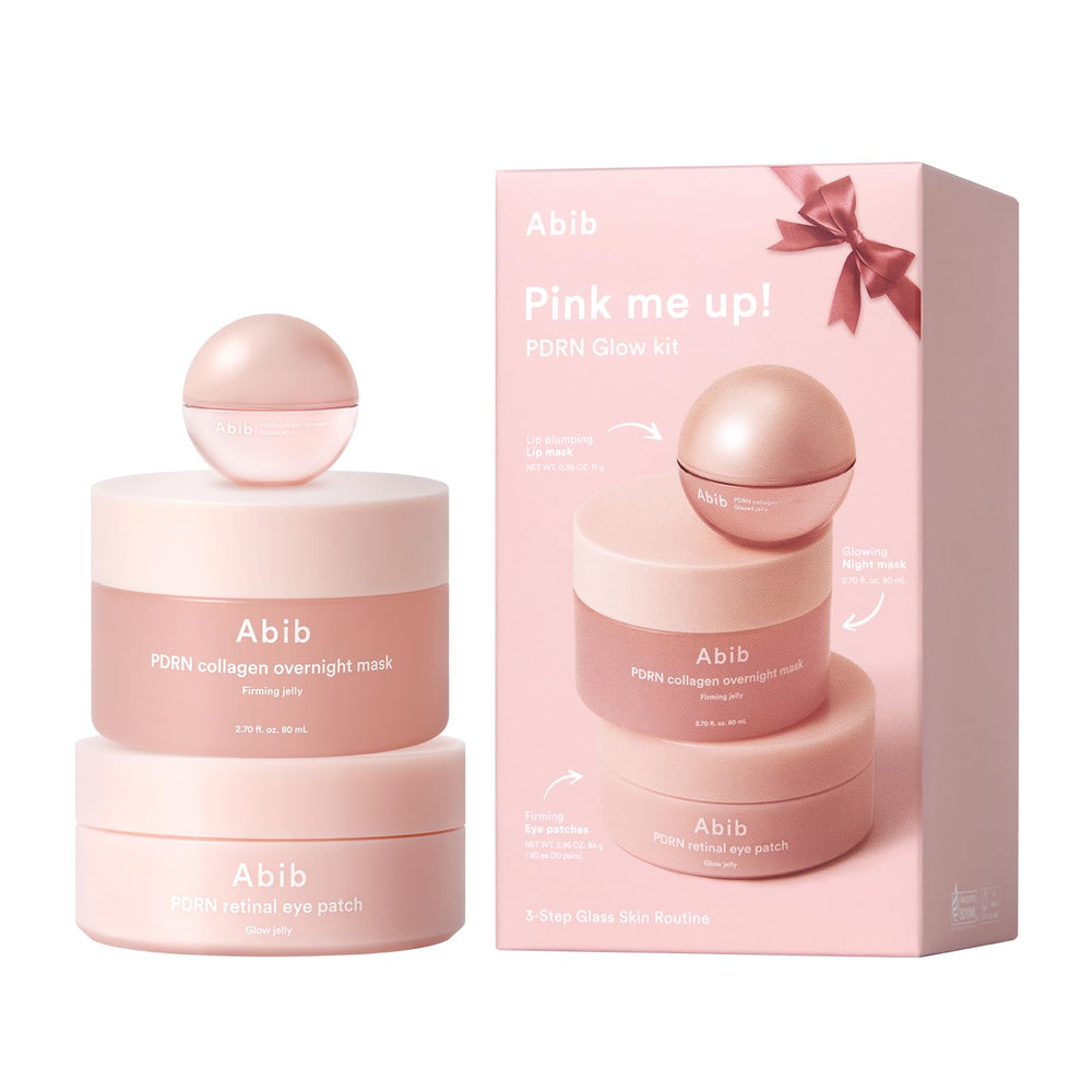 Abib front packaging showing the Pink Me Up kit and clear benefits