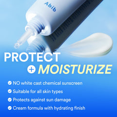 Abib watery sunscreen texture on fingertip demonstrating absorption