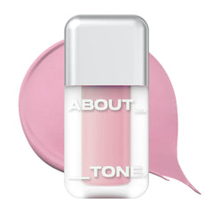 ABOUT TONE front packaging showing compact blusher and branding, highlights portability