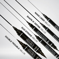Absolute New York liner drawing a precise lash line on skin, demonstrating crisp, buildable definition