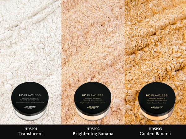 Absolute New York powder being applied with brush to set foundation, long-wear benefit