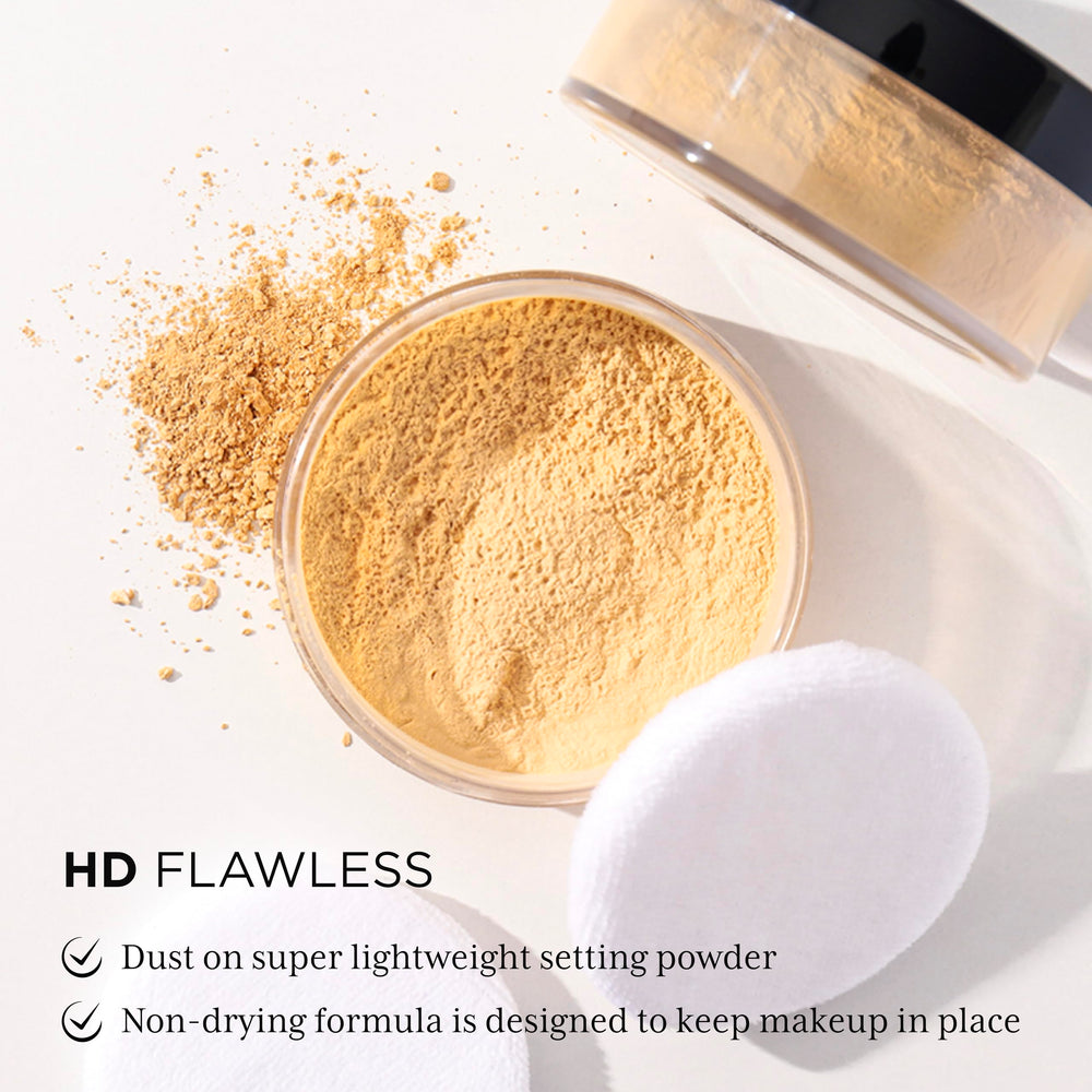 Absolute New York close-up powder texture showing fine milled finish, smooth application benefit