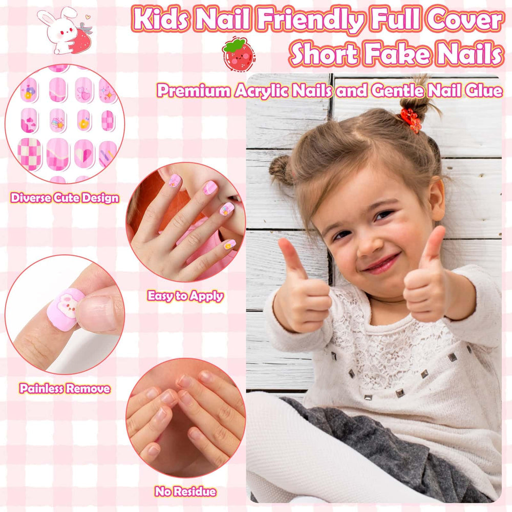 Acejoz child pressing on a nail tip demonstrating quick, supervised application