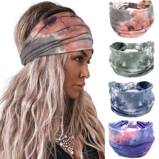 Acenail front view of tie-dye headbands showing colorful set and everyday style