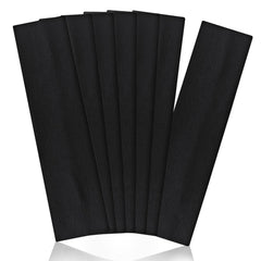 Aclovcy front view of seven black headbands showing neat stack and packaging benefit: organized storage