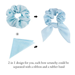 ACO-UINT scrunchie bow detail showing detachable bunny-ear accent for styling