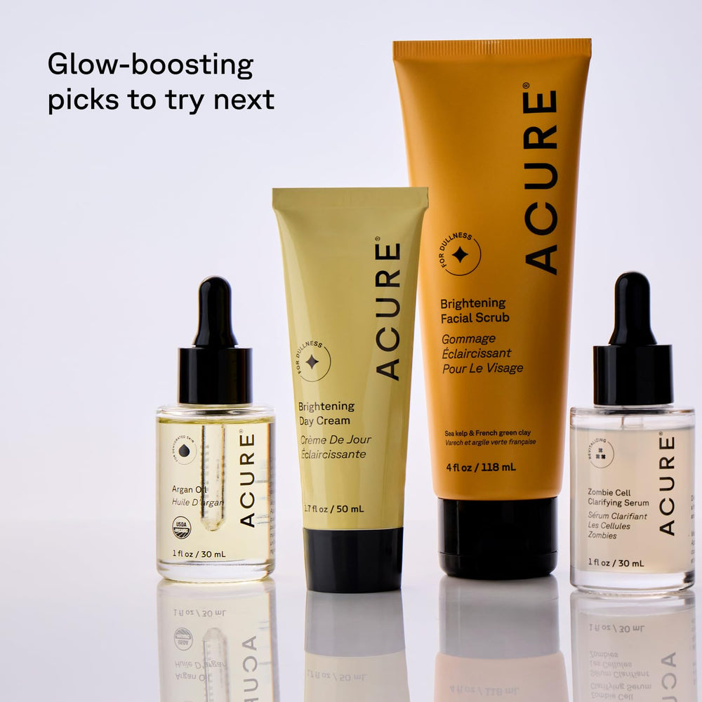 Acure bottle styled on bathroom shelf suggesting daily routine