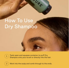Acure dry shampoo label showing rosemary and peppermint organic ingredients