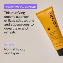 Acure texture turned foam demonstrating gentle cleansing action