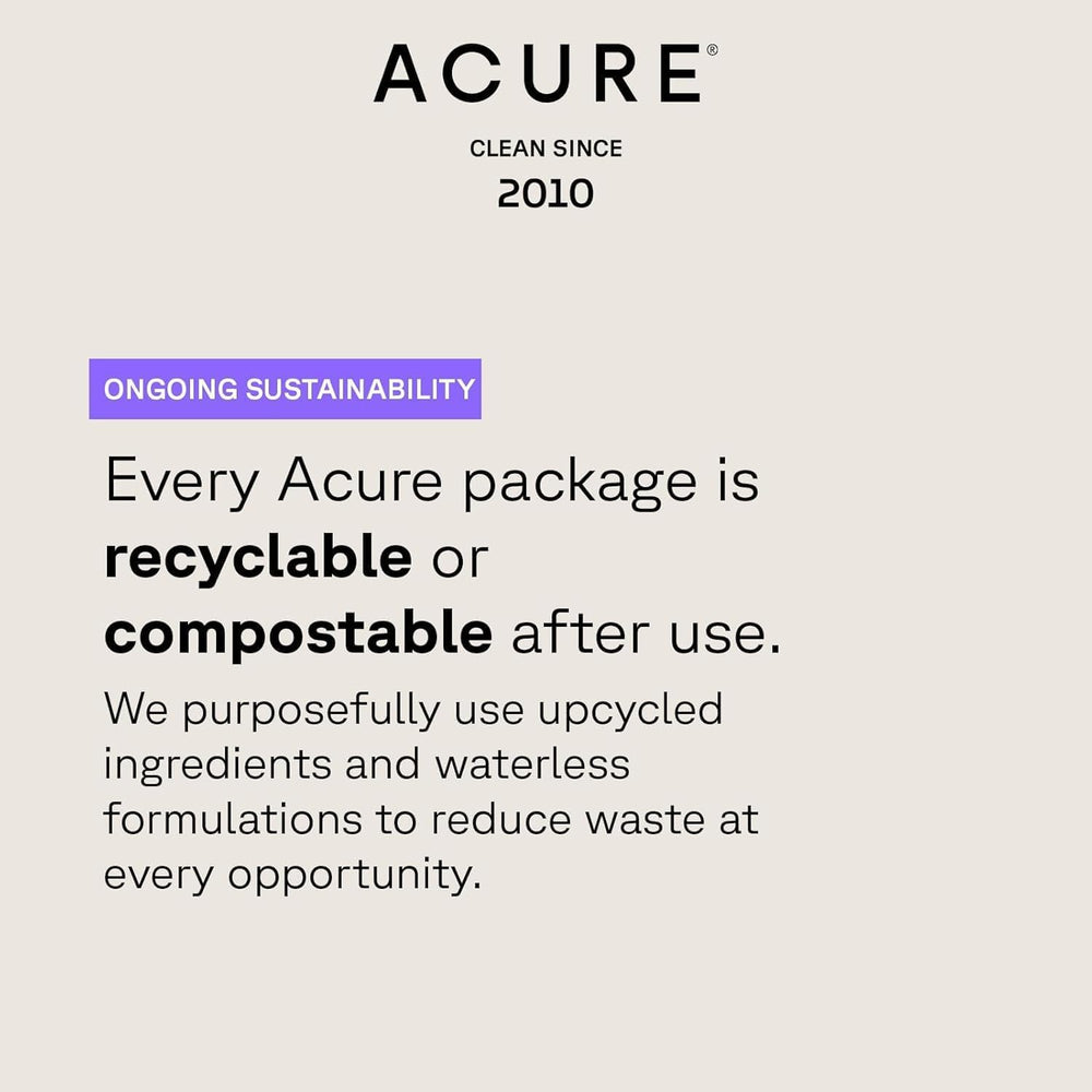 Acure label close-up showing vegan and cruelty-free ingredient transparency benefit