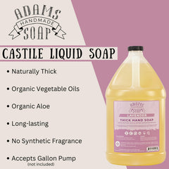 Adams Handmade Soap being poured into a dispenser at sink for easy refilling