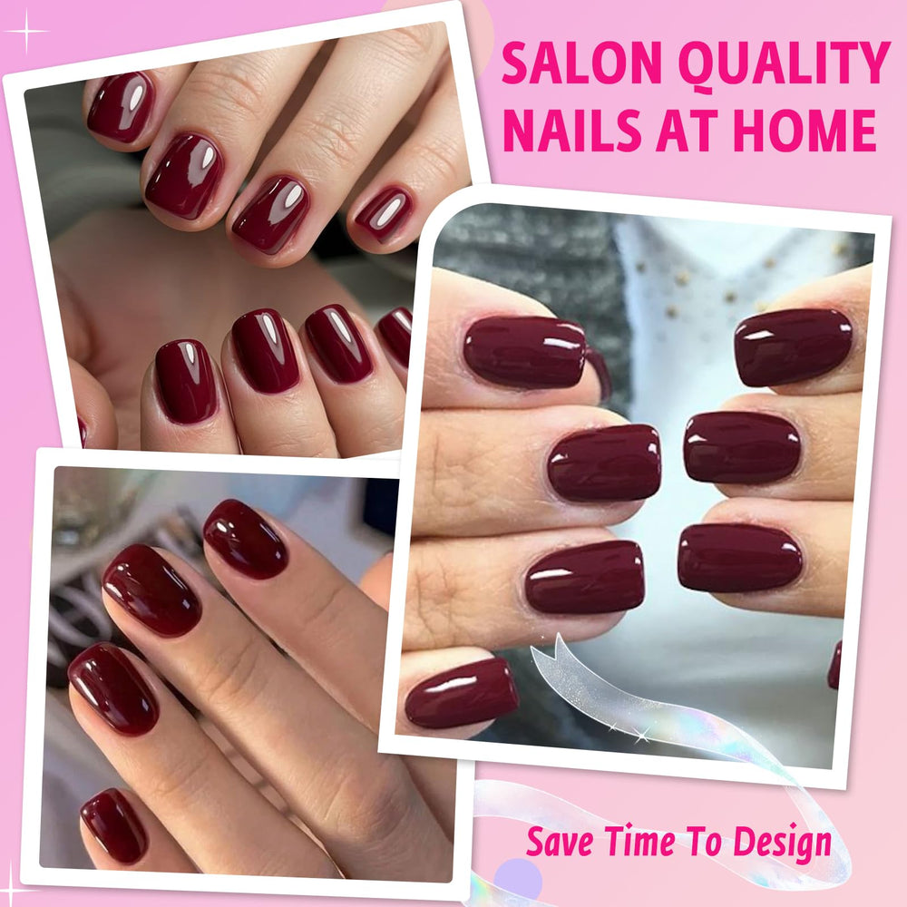 AddFavor close-up of glossy burgundy tip texture showing salon shine and durability
