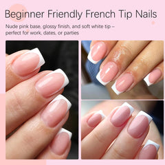 AddFavor close-up of white French tip detail for precise polished look