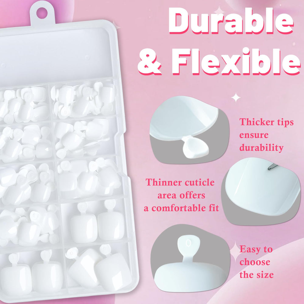 AddFavor close-up of glossy white toenail texture highlighting durable smooth finish