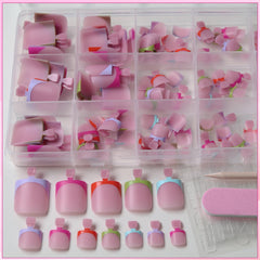 AddFavor kit contents laid out showing nails, tabs, and variety for full pedicure