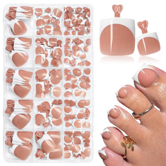 AddFavor front packaging showing full set and glossy French toe nails for quick at-home pedicure