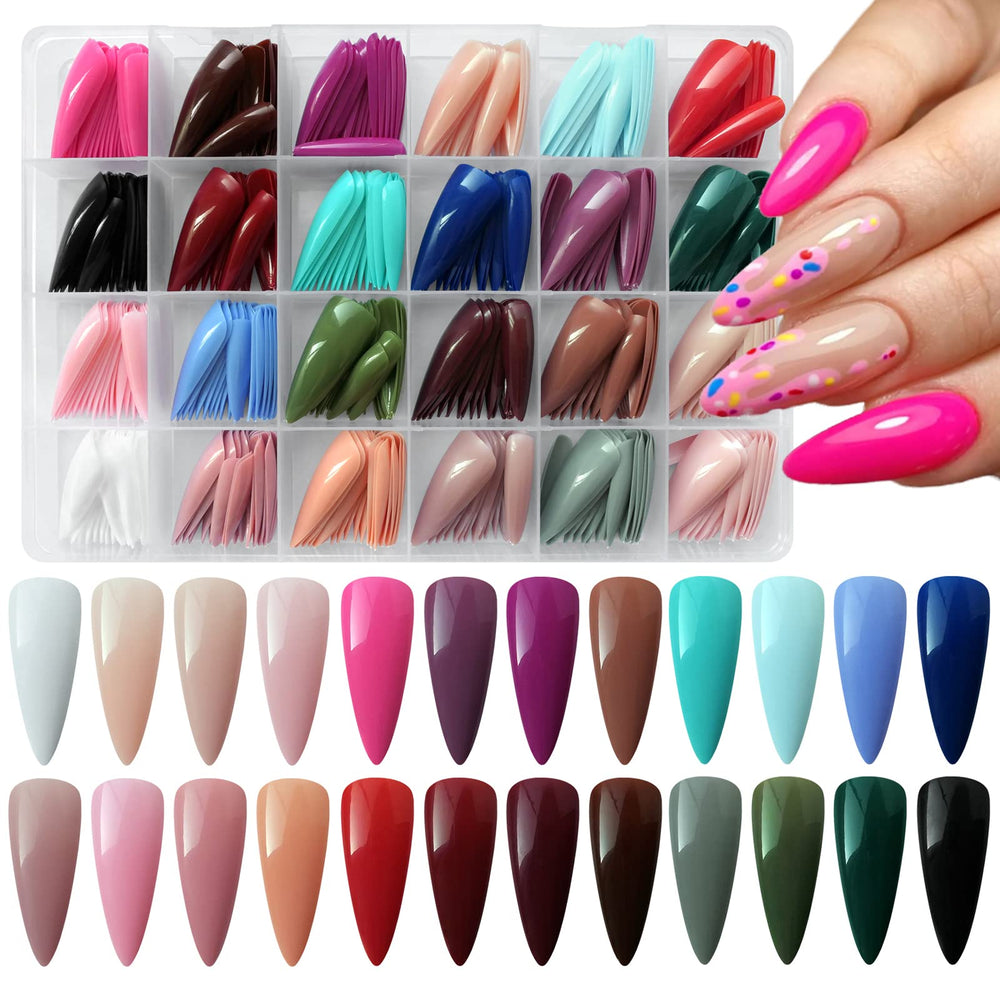 AddFavor front packaging showing 576-piece stiletto set and color variety for quick styling