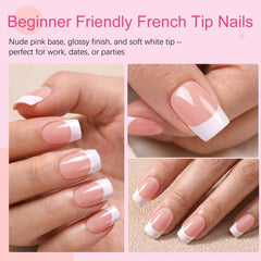 AddFavor hand applying a medium square nail demonstrating simple application