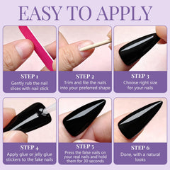 AddFavor model wearing long stiletto nails demonstrating salon-quality glossy look