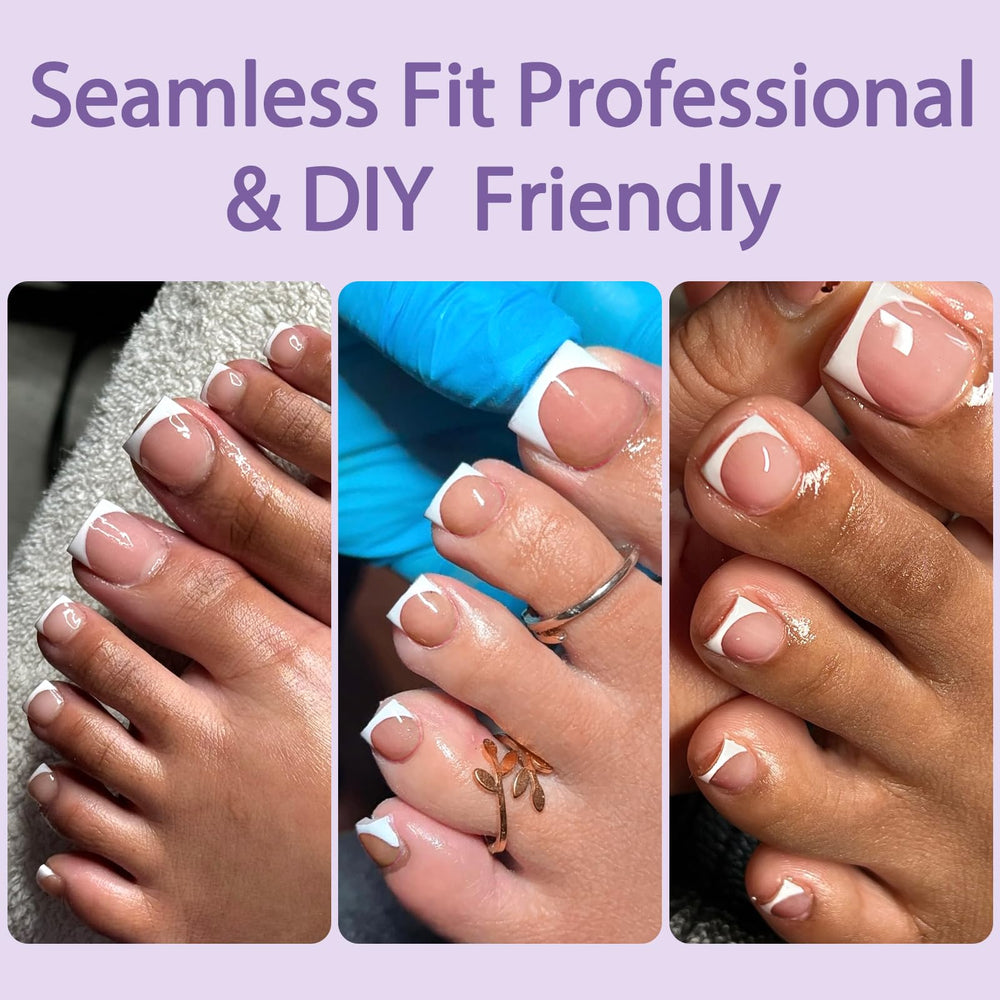 AddFavor demonstrating toe press-on application for fast salon-style results at home