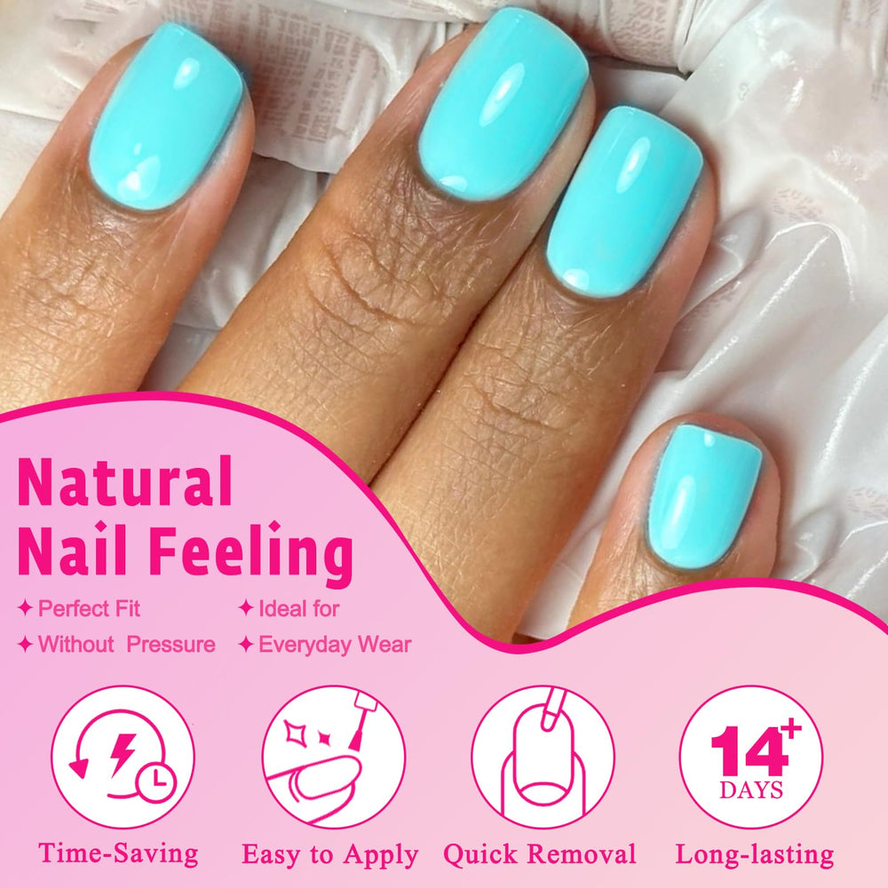 AddFavor close-up of glossy turquoise nail texture highlighting salon shine