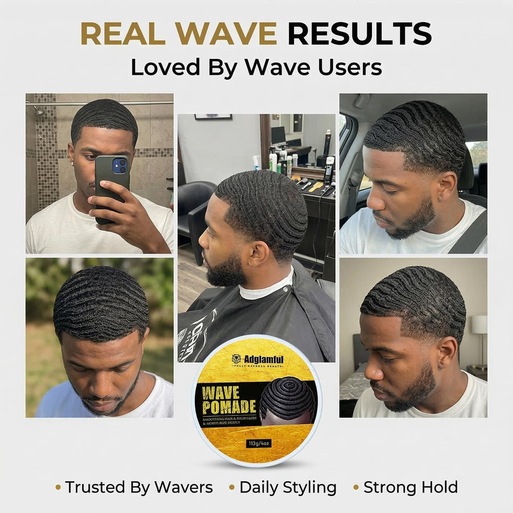 Adglamful being brushed into waves for defined 360 pattern benefit