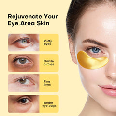 Adofect close-up of gold eye patch texture showing smooth hydrating gel