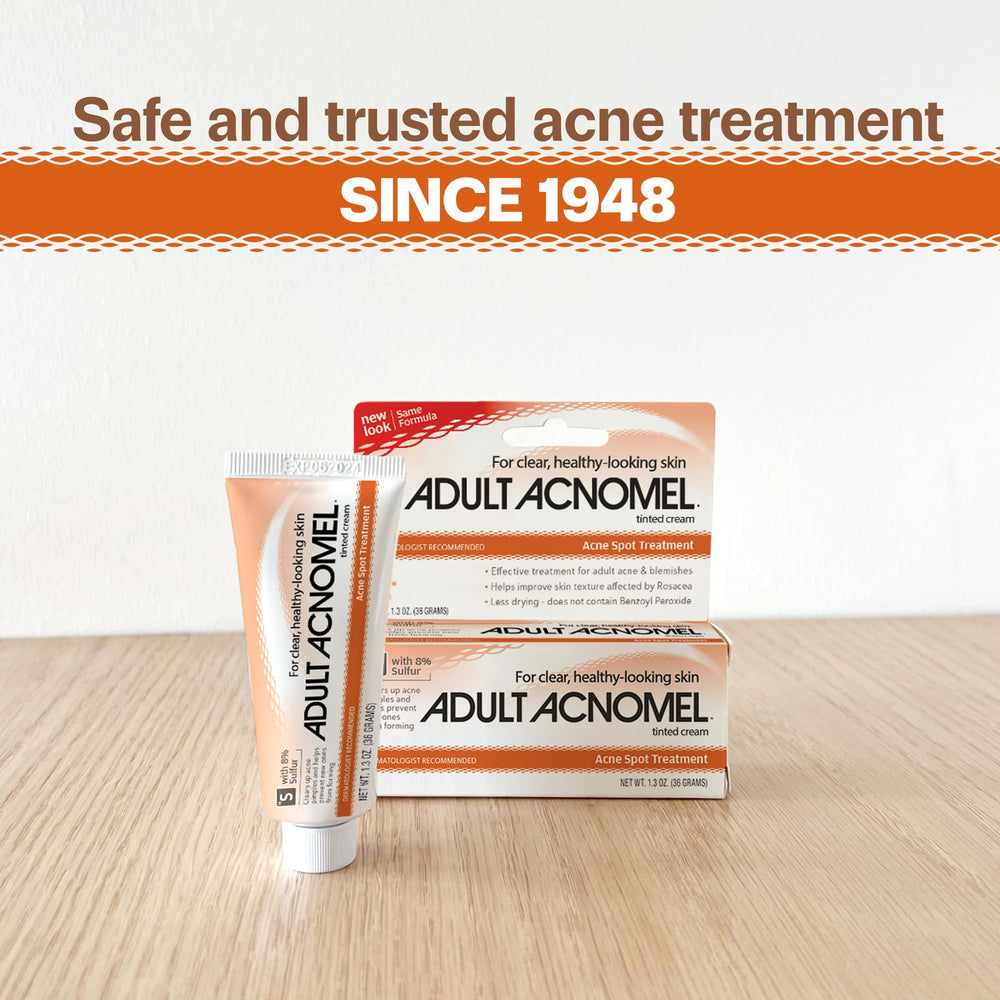 Close-up texture of Adult Acnomel cream highlighting gentle, non-drying formula