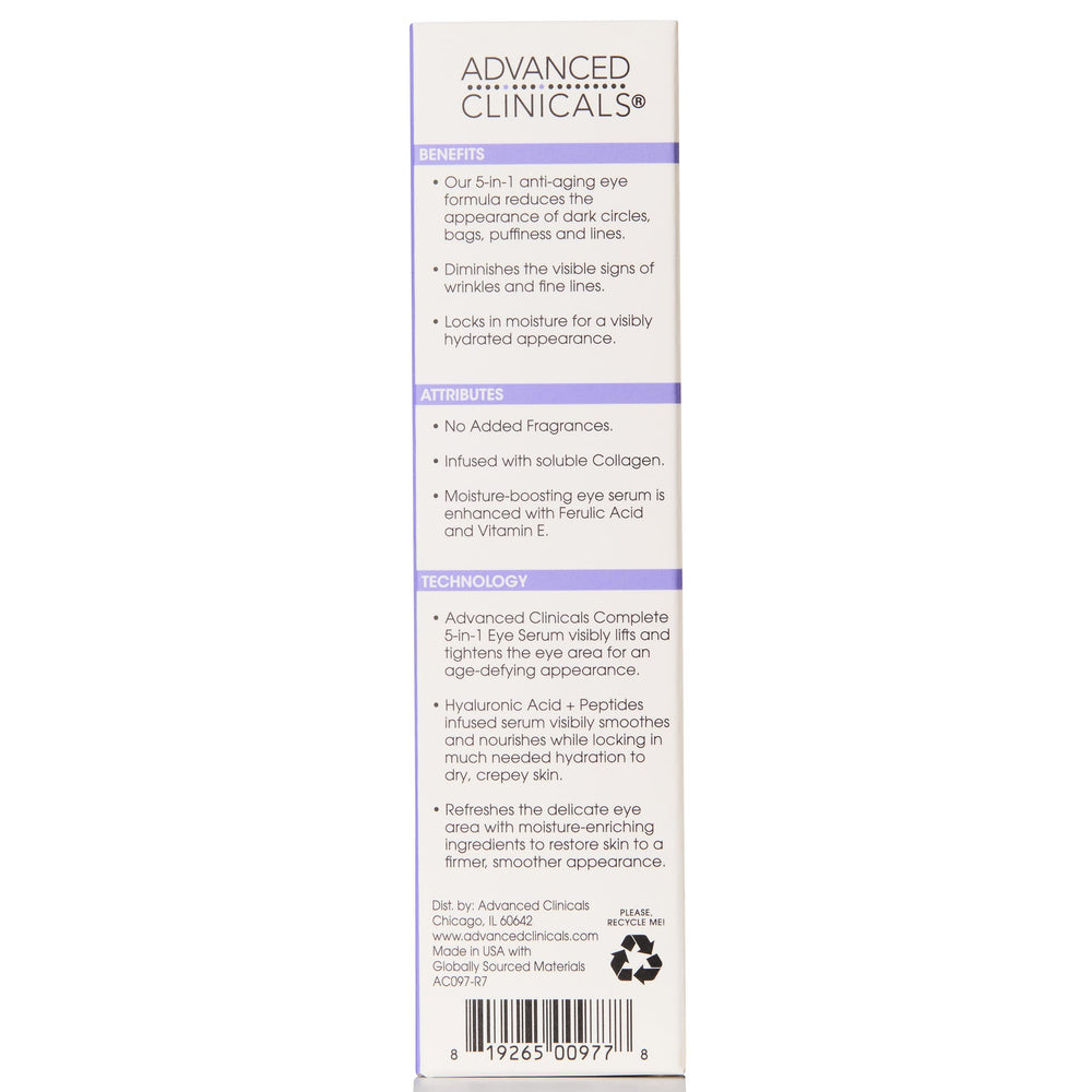 Advanced Clinicals before and after sample image showing reduced look of fine lines and brighter under-eye