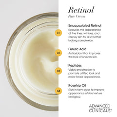 Advanced Clinicals jar staged with ferulic acid bottle showing antioxidant support