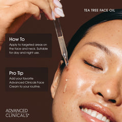 Advanced Clinicals ingredients flatlay highlighting tea tree botanicals