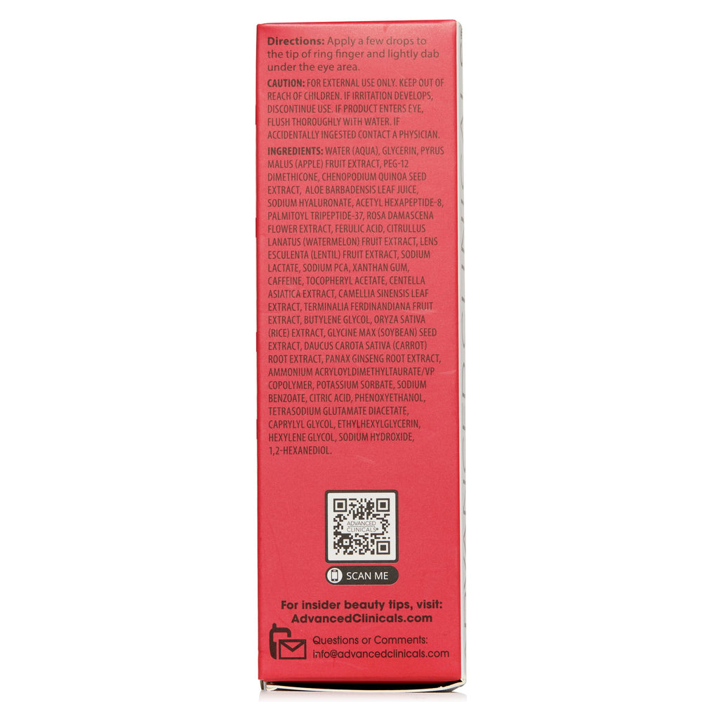 Advanced Clinicals size comparison with 1.75 fl oz bottle showing travel-friendly benefit