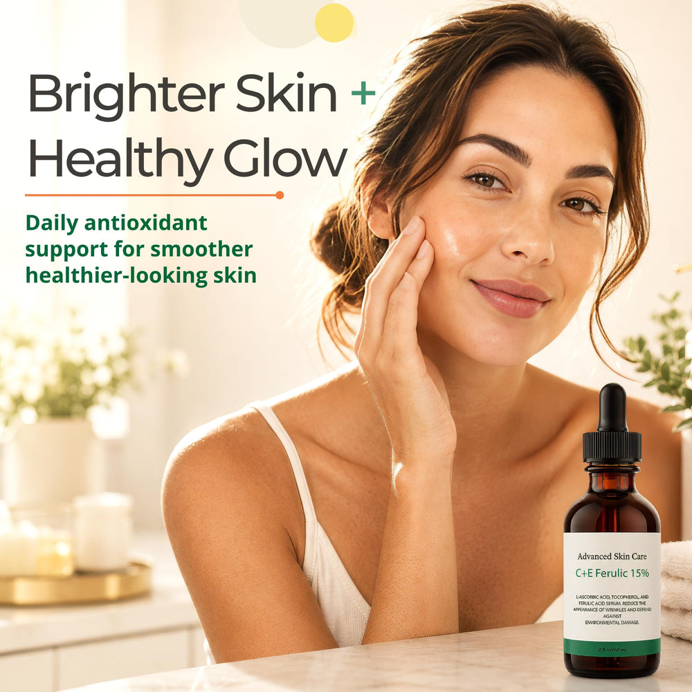 Advanced Skin Care dropper closeup dispensing serum for precise, no-waste application