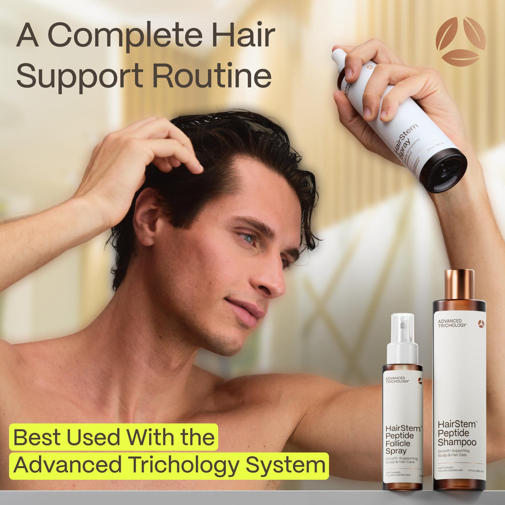 Advanced Trichology shampoo displayed on shelf emphasizing premium formulation benefit