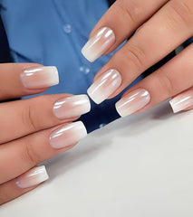 Aegenacess front packaging showing nude white ombre nails and kit benefits
