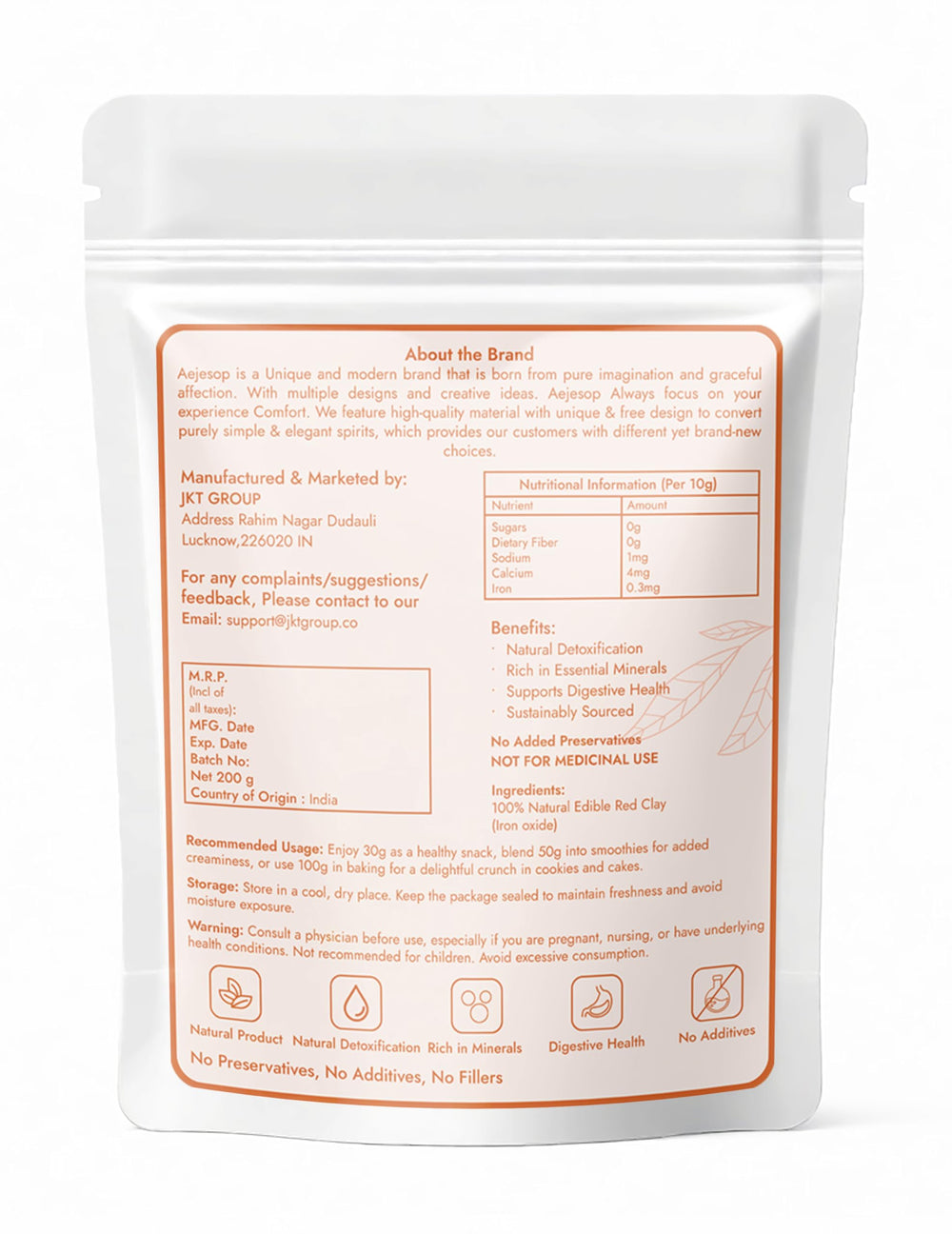 AEJESOP close-up texture of red clay granules highlighting purity