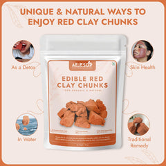 AEJESOP red clay beside a scale showing the 100g portion for portioning