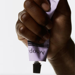 Aesop Eleos ingredient label with list showing botanical, skin-nourishing benefit
