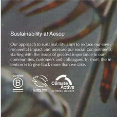 Aesop recycled aluminum tube highlighting sustainable packaging