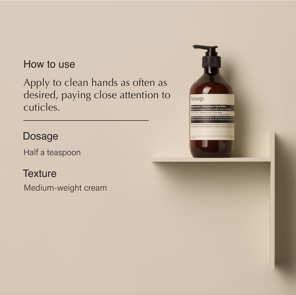 Aesop hand balm tube closeup highlighting rich formula and moisturizing benefit