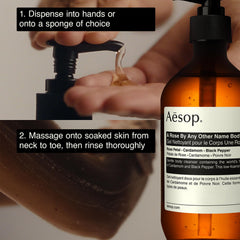 Product in shower scene with Aesop cleanser demonstrating everyday use benefit
