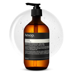 Aesop front bottle showing label and volume, communicates premium care